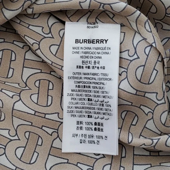 BURBERRY TB MONOGRAM 100% SILK OVERSIZED SHIRT BLOUSE TOP - Picture 11 of 13